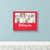 8枚モノグラムののフォトファミリーコラージュ赤 キャンバスプリント (インサイチュ (ウッドフロア))