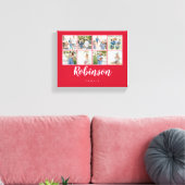 8枚モノグラムののフォトファミリーコラージュ赤 キャンバスプリント (インサイチュ (リビング))