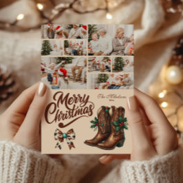 8枚写真のウエスタン ボウ&ブーツ クリスマス