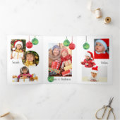 8枚 |家族の手紙 |レッドベリーリーストリフォル 三つ折りクリスマスカード (内部)