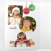 8枚 |家族の手紙 |レッドベリーリーストリフォル 三つ折りクリスマスカード (内部最初)