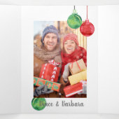 8枚 |家族の手紙 |レッドベリーリーストリフォル 三つ折りクリスマスカード (内部中)