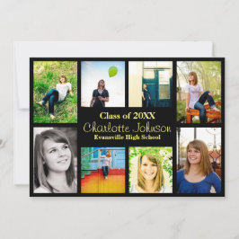 8枚/9枚の写真の卒業発表 – 黒 招待状