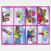 8横向きフォトグリッドコラージョートピンク フリースブランケット (正面(横))