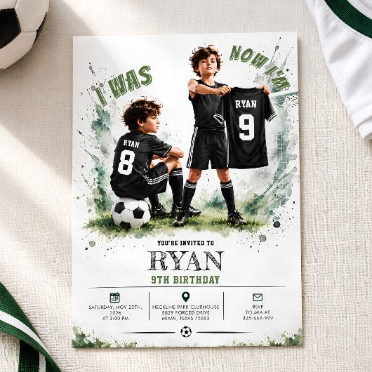 8歳から9歳へ サッカー 誕生日おめでとう 招待状