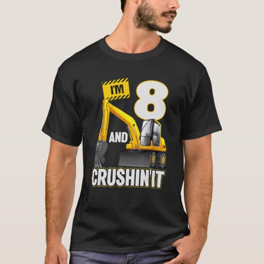 8歳で掘る建築掘削機8th Bi Tシャツ (正面)