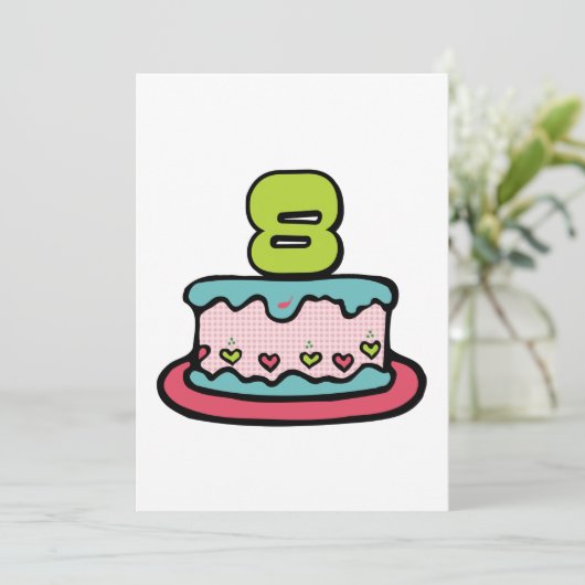 8歳のお誕生日ケーキ カード (スタンド正面)