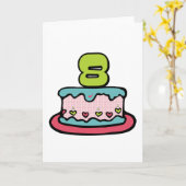 8歳のお誕生日ケーキ カード (黄色い花)