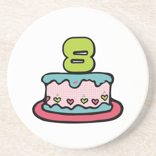 8歳のお誕生日ケーキ コースター (正面)