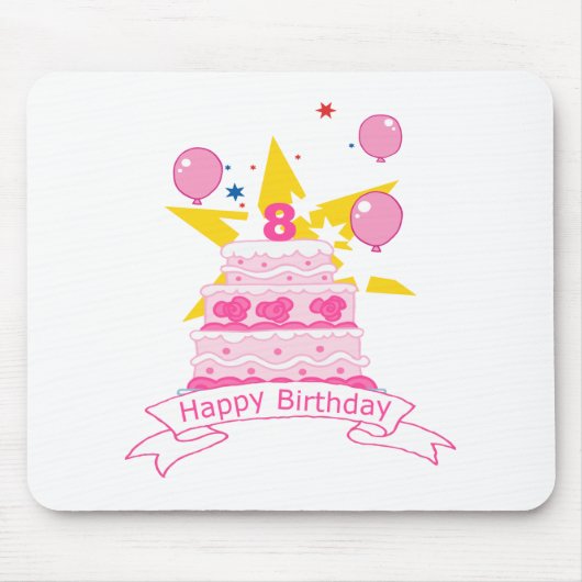 8歳のお誕生日ケーキ マウスパッド (正面)