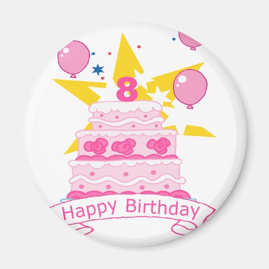 8歳のお誕生日ケーキ マグネット (正面)