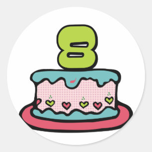 8歳のお誕生日ケーキ ラウンドシール