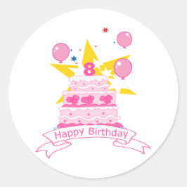 8歳のお誕生日ケーキ ラウンドシール
