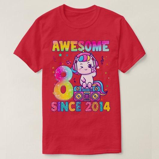 8歳のギフト女の子10代かわいいユニコーン音楽8t tシャツ (デザイン正面)
