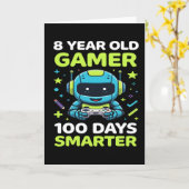 8歳のゲーマー 100日目の学校のゲーム カード (黄色い花)