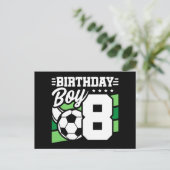 8歳のサッカーパーティー 誕生日ボーイ ポストカード (スタンド正面)
