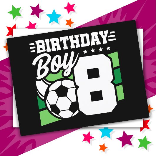 8歳のサッカーパーティー 誕生日ボーイ ポストカード