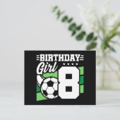 8歳のサッカーパーティー 誕生日 女の子 ポストカード (スタンド正面)