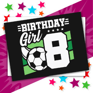 8歳のサッカーパーティー 誕生日 女の子 ポストカード