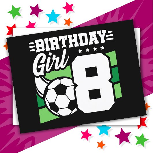 8歳のサッカーパーティー 誕生日 女の子 ポストカード