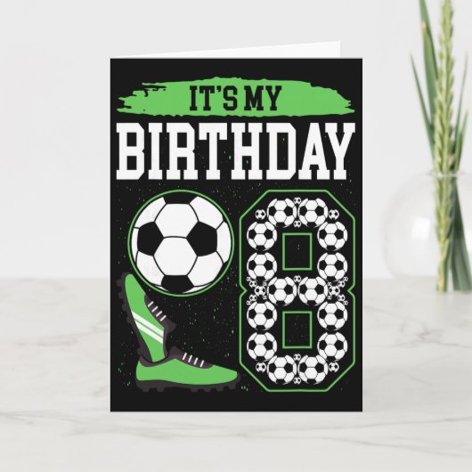 8歳のサッカー誕生日パーティー 8歳の誕生日の男の子 カード (正面)