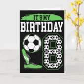 8歳のサッカー誕生日パーティー 8歳の誕生日の男の子 カード (黄色い花)
