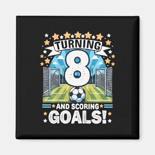 8歳のサッカー誕生日 8歳のフットボール 8歳の誕生日 マグネット (正面)