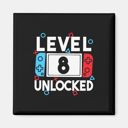 8歳のロック解除ゲーマー 8歳の誕生日 ビデオゲーム少年1 マグネット (正面)