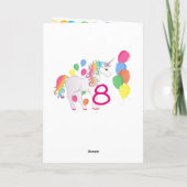 8歳の女の子のユニコーンバースデーカード カード (裏面)