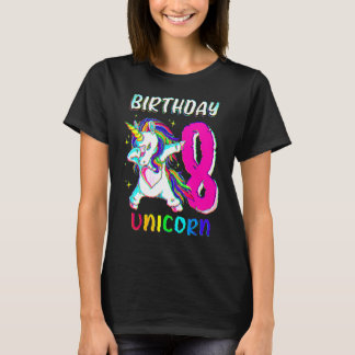 8歳の女の子ダビングユニコーン 8歳の誕生日ユニコーン Tシャツ