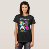 8歳の女の子ダビングユニコーン 8歳の誕生日ユニコーン Tシャツ (正面フル)