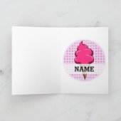 8歳の女の子誕生日かわいいピンクのアイスクリーム カード (内部)