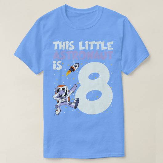 8歳の宇宙飛行士ボーイ宇宙8日目ダビング Tシャツ (デザイン正面)