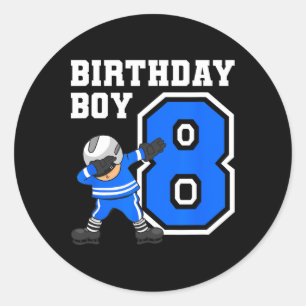 8歳の少年アイスホッケー選手8誕生日キッド ラウンドシール