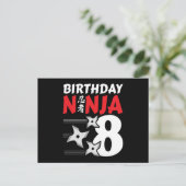 8歳の忍者パーティースターズ 子供の8歳の誕生日 ポストカード (スタンド正面)