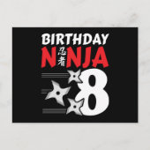 8歳の忍者パーティースターズ 子供の8歳の誕生日 ポストカード (正面)