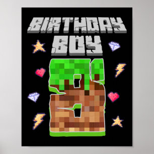 8歳の誕生日おめでとう少年ゲーマー 8歳 ピクセルガ ポスター