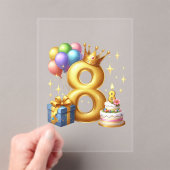 8歳の誕生日おめでとう アクリル招待状 (インサイチュ (ポータブル))