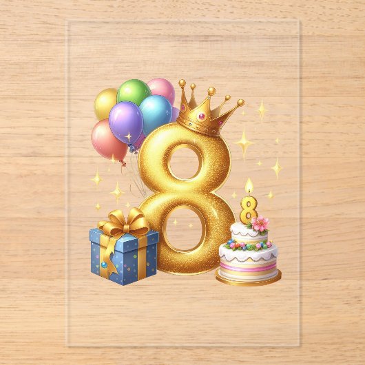 8歳の誕生日おめでとう アクリル招待状 (正面)