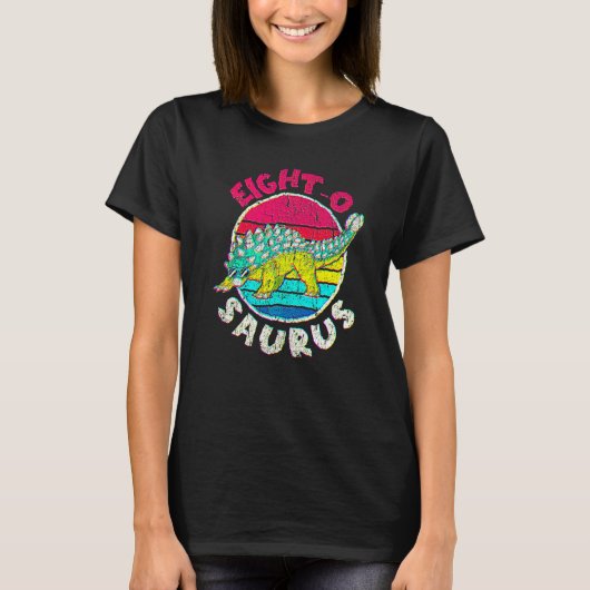 8歳の誕生日おめでとう アンキロサウルス I ファミリー Tシャツ (正面)
