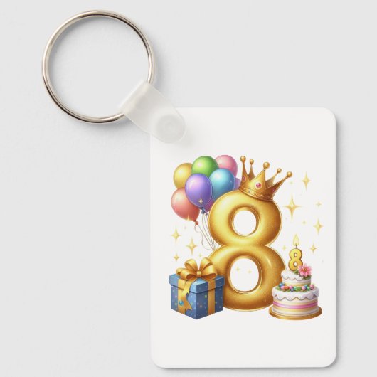 8歳の誕生日おめでとう キーホルダー (正面)
