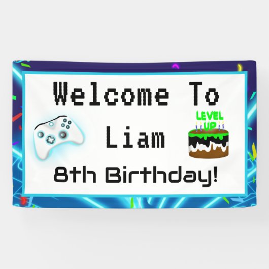 8歳の誕生日おめでとう!クリティカルヒットです! 横断幕 (横)