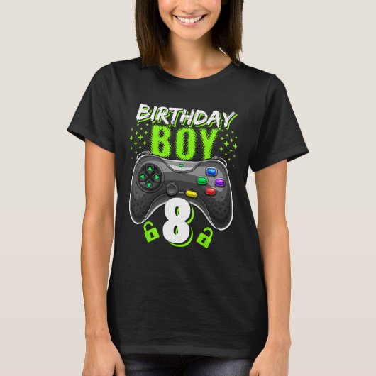 8歳の誕生日おめでとう ゲームコントローラー ゲーマー 8歳の誕生日 Tシャツ (正面)