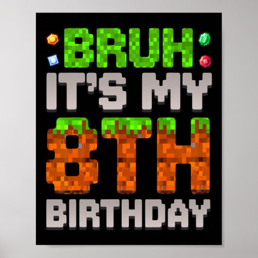 8歳の誕生日おめでとう！ゲーム大好き少年 ポスター (正面)