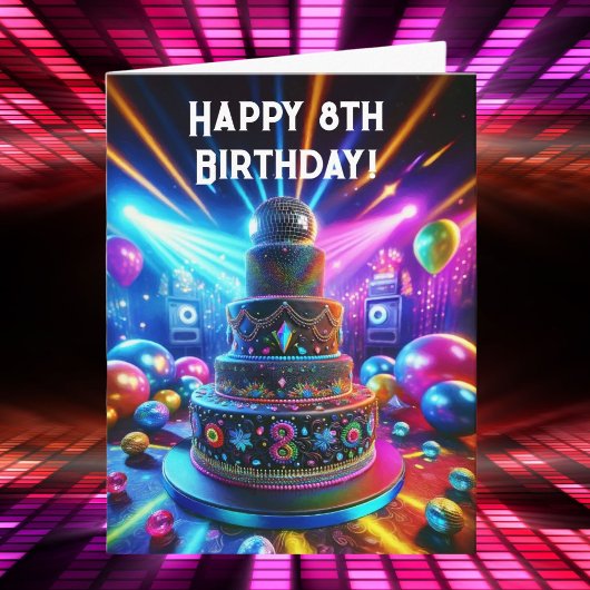 8歳の誕生日おめでとう ディスコケーキ カード