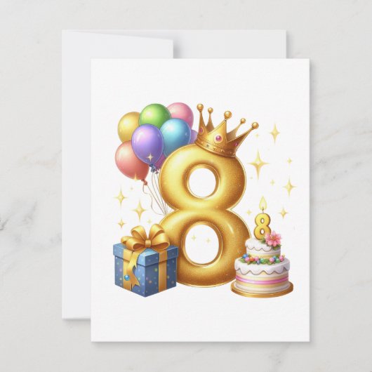 8歳の誕生日おめでとう ノートカード (正面)