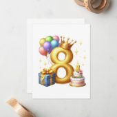 8歳の誕生日おめでとう ノートカード (正面/裏面インサイチュ)