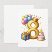 8歳の誕生日おめでとう ノートカード (正面/裏面)
