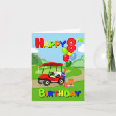 8歳の誕生日おめでとう レッド ボーイズ ゴルフ カード (正面)