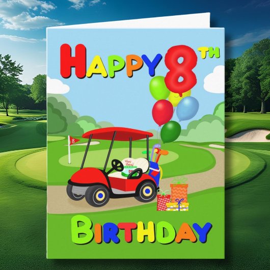 8歳の誕生日おめでとう レッド ボーイズ ゴルフ カード